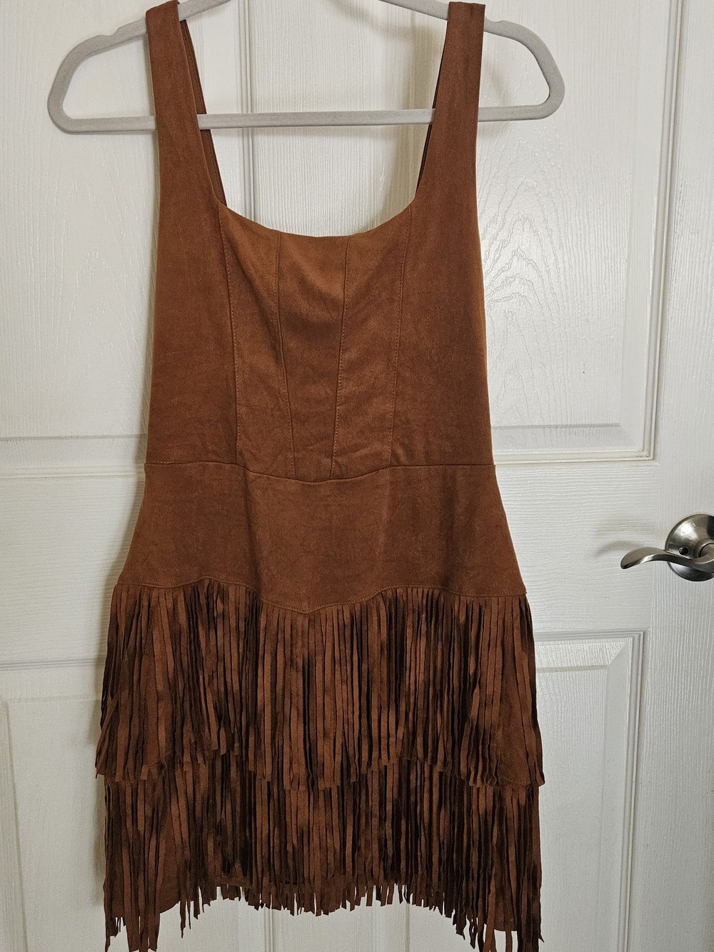 Trixxi Cognac Faux Suede Fringe Western Mini Dress 🤎